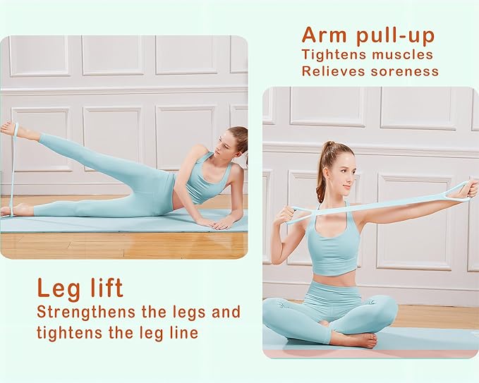 Figure 8 Resistance Band, Arm Back Shoulder Exercise Elastic Rope Stretch Fitness Band, Foot, Leg, Hand Stretcher, Arm Exerciser for Yoga Pilates Stretching Physical Therapy, Home Gym Workout
