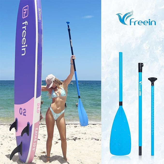 Freein 3-Piece Adjustable & Floating SUP Paddle - Fiberglass Shaft, Nylon Blade (71-83")
