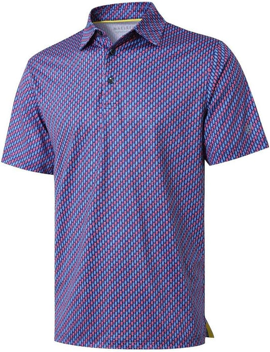 Men's Golf Polo Shirts Short Sleeve Striped Performance Moisture Wicking Dry Fit Golf Shirts for Men