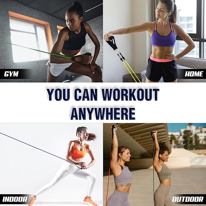 Exercise Resistance Bands for Working Out Set of 5 for Women and Men, Stretch Bands for Exercise, Physical Therapy, Arms Legs Workout, Stretching, Home Fitness