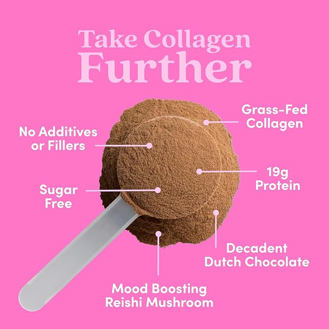 Further Food Chocolate Collagen Peptides Powder, Grass-Fed Pasture-Raised Hydrolyzed Type 1 & 3 Protein, Gut Health + Joint, Hair, Skin, Nails, Paleo Keto Sugar-Free 24.34 oz