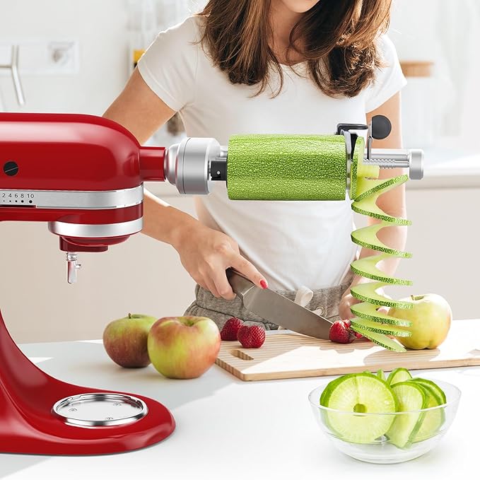 Spiralizer Attachment Compatible with KitchenAid Stand Mixer, Comes with Peel, Core and Slice, Not KitchenAid Brand Spiralizer Attachment (5 Blades)