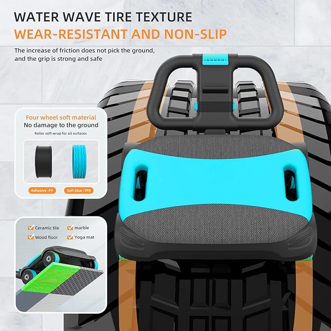 FIAMERMOR 2025 AB Roller Wheel - 4 wheel elbow support abdominal wheel automatic rebound abdominal fat burning weight loss core training equipment home/gym