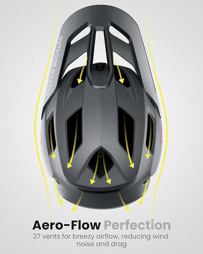 OutdoorMaster MIPS Full Face Mountain Bike Helmet for Men & Women - Two Removable Chin Pad, Ventilation Lightweight - Racing Downhill DH BMX MTB Helmet