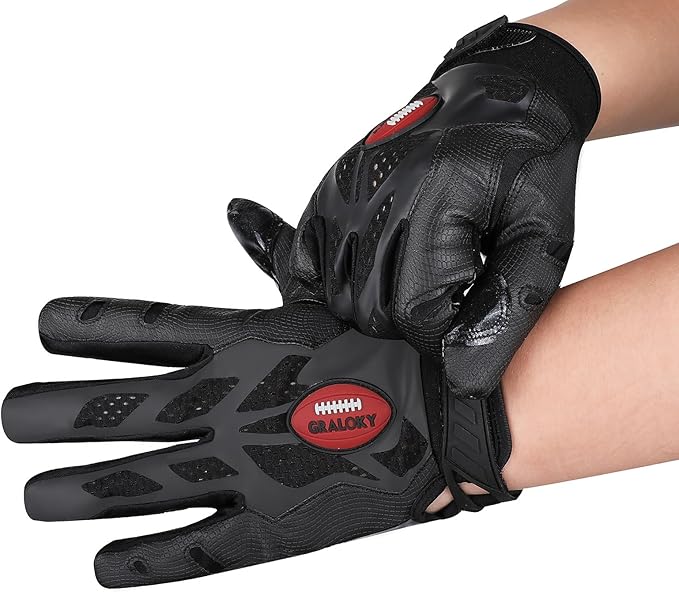Football Gloves, Youth Football Gloves, Silicone Sticky Grip Football Gloves Men Women, Adult Football Gloves, Kids Football Gloves for Boys Girls, Football Receiver Gloves