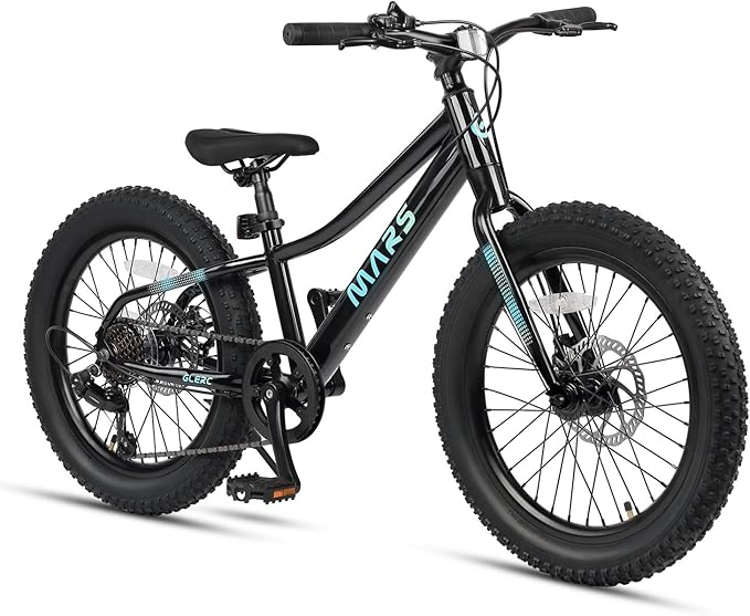 Glerc Mars Kids Mountain Bike, 20 24 Inch Fat Tire Bike for Teen Ages 6-14 Year Old, Bicycle with 2.8-Inch Wide Tires and 6 Speed Drivetrain, Multiple Colors