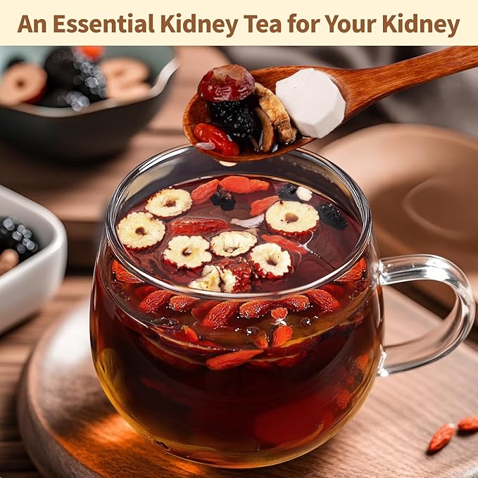 Kidney Tea Formula Ginseng Six Treasure Tea - Natural Chinese Traditional Herbal Ginseng Five Treasures Kidney Detox Cleanse Teabag For Men Women (60 Bags/2 Pack)
