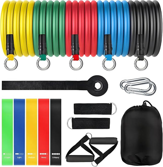 Exercise Bands Resistance Bands Set,Resistance Bands for Physical Therapy,Exercise Bands with Handles,Workout Bands Resistance for Women & Men(150 LBS)