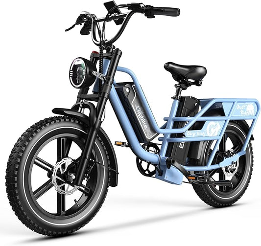 Dual Battery Electric Bike for Adults, 160 Miles Long Range Cargo Ebike with 48V 60AH Removable 2880WH Battery, 1450W Peak Motor 34MPH Electric Bicycle, 20" x 4" Fat Tire Hydraulic Brakes E Bike