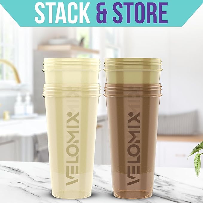 '-4 PACK- 28 oz Protein Shaker Bottle for Protein Mixes - 4x Wire Whisk | Leak Proof Shaker Cups for Protein Shakes | Protein Shaker Bottle Pack | Protein Shake Cup (Brown)