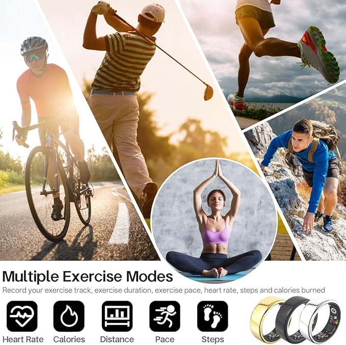 Smart Rings for Women Men,Fitness Tracker Ring,Heart Rate,Blood Oxygen,Blood Pressure,Step Tracker,Sleep Monitoring,No Subscription Fee,IP68 Waterproof Smart Ring for iphone&Android(Silver 13)