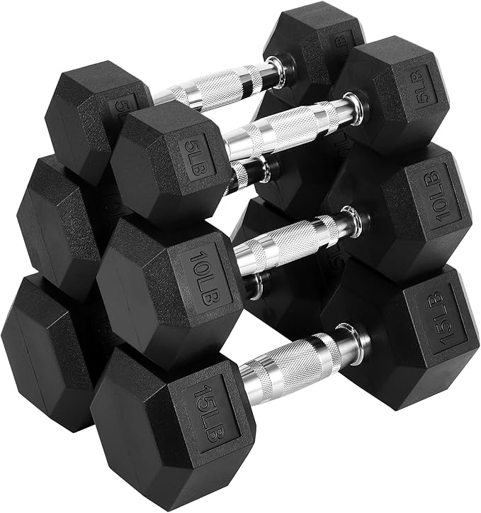 Hex Dumbbells Set, PVC Coated Exercises & Fitness Dumbbell Weights Set for Strength Training Home Gym