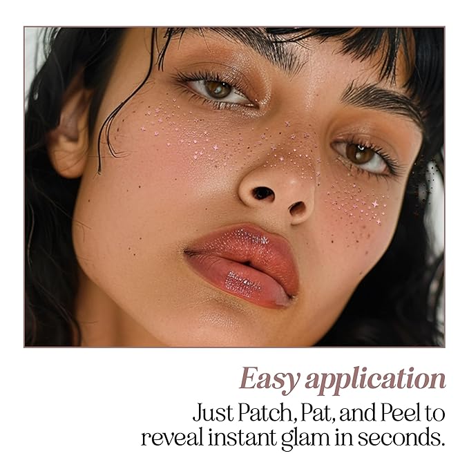 Fazit Makeup Patches - Rose Gold - Face Glitter Makeup Speckles - Glow Up Makeup Patches - Face Glitter Speckles Patches - Cute Glitter Makeup Accessories for Women - Cosmetic Glitter for Face