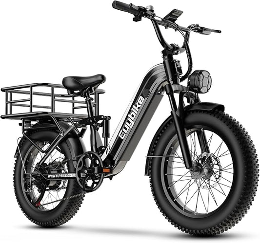 Electric Bike for Adults 1400W Peak, 48V 20AH(960WH) Removable Battery, 20"x4" Fat Tire Full Suspension 80 Miles Range Step-Thru 30+MPH Hunting Ebike, 7-Speed Dual Brakes Electric Bicycle
