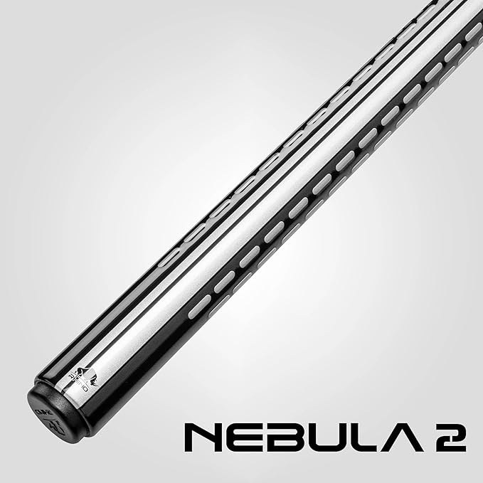 RHINO Nebula 2 Pool Cue - 100% Carbon Fiber Shaft & Composite Butt. Time Crystal Tip, Pro Taper Design, 12.4 mm,12.8 mm. 3/8-8 Joint, 3D Friction Grip. Low Deflection Pool Cue