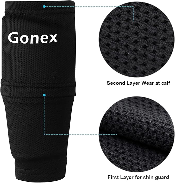 Gonex Soccer Shin Guards for Kids Adult, Youth Boys Girls Shin Guards Slip in Soccer Shin Pad Sleeves Canilleras for Football Games, EVA Cushion Protection Reduce Shocks & Injuries