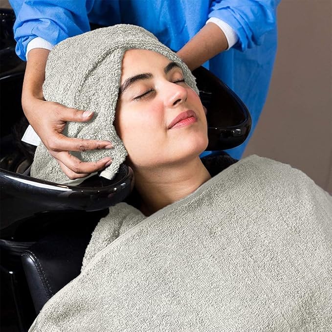 Avalon Salon Towel - Silver Hand Towels Bulk Pack of 24-100% Cotton Absorbent Spa, Facial & Gym Towels for Working Out - 16x27 Inches (Not Bleach Proof)