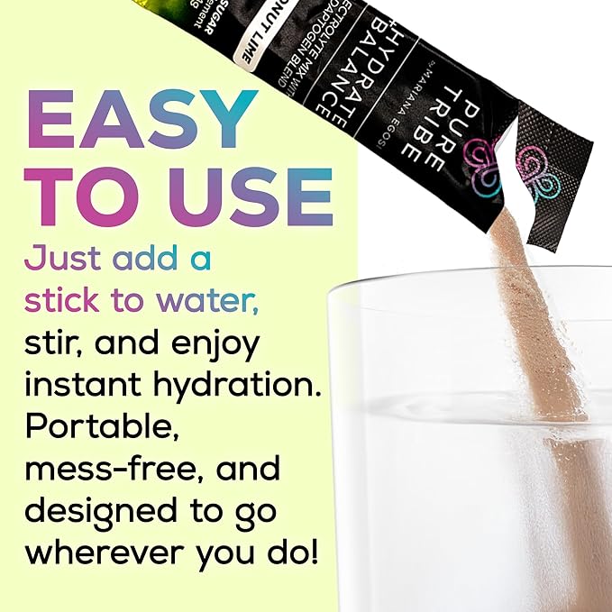 Electrolytes Powder Packets - Sugar Free Hydration Powder Drink Mix Loaded with 6 B Vitamins & Minerals - Energy Drink for Muscle and Mood Support - Coconut Lime Flavor Adrenal Cocktail - 30 Servings