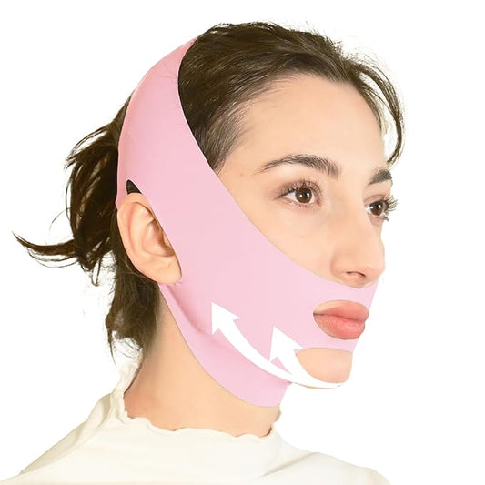 V Line Lifting Mask Chin Strap for Sleeping, Face Lifting Strap, Chin Strap, Jawline Shaper, Jaw Strap, Double Chin Reducer,Face Lift Tape & Snoring Solution (Pink~)