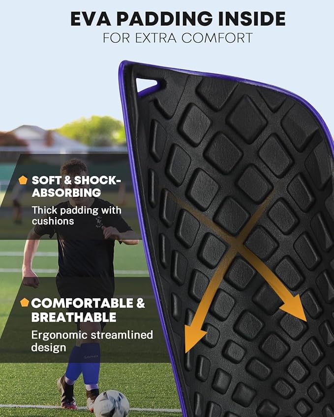 Gonex Soccer Shin Guards for Kids Adult, Youth Boys Girls Shin Guards Slip in Soccer Shin Pad Sleeves Canilleras for Football Games, EVA Cushion Protection Reduce Shocks & Injuries