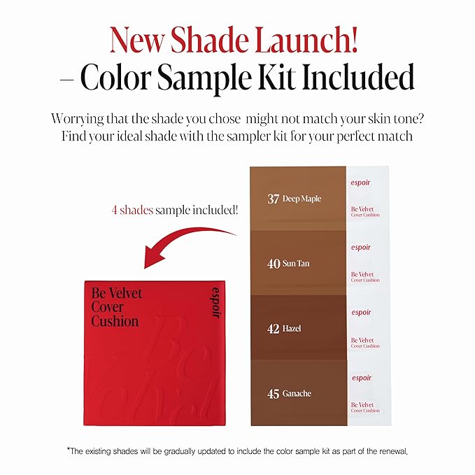 espoir [NEW] Be Velvet Cushion Foundation | Quick and Easy Coverage with Long-lasting Color by Zero Oxidation (#42 Hazel, 0.46 Ounce (Pack of 1))