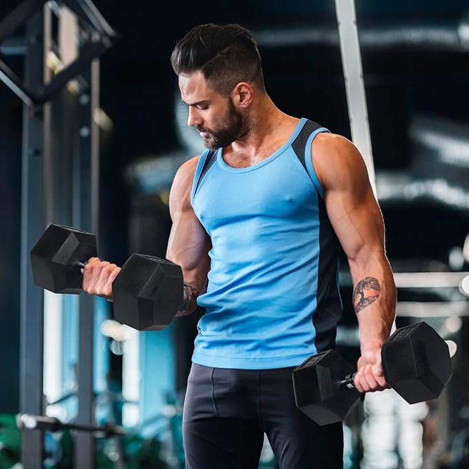 RitFit 5-650 LBS PVC Encased Hex Dumbbell Sets with Optional Rack for Home Gym, Hand weight with Chrome Handle for Strength Training, Workouts