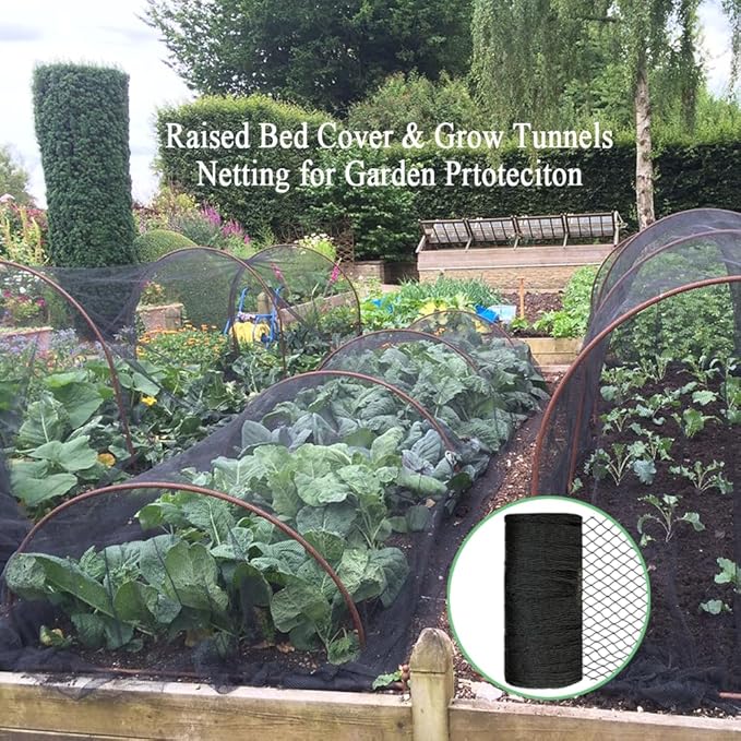 25x100 FT Bird Netting for Chicken Coop, 1 Inch Mesh, Strong Woven, UV Resistant, Reusable, Protects Garden Plants, Fruit Trees, Vegetables, Against Deer, Rabbits, Squirrels, Small Animals