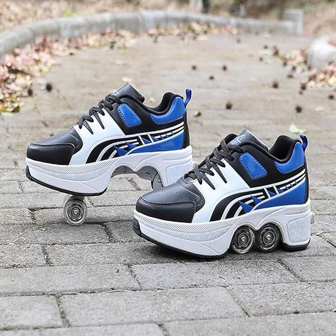 Double-Row Deform Wheel Automatic Walking Shoes Invisible Deformation Roller Skate 2 in 1 Removable Pulley Skates Skating Parkour