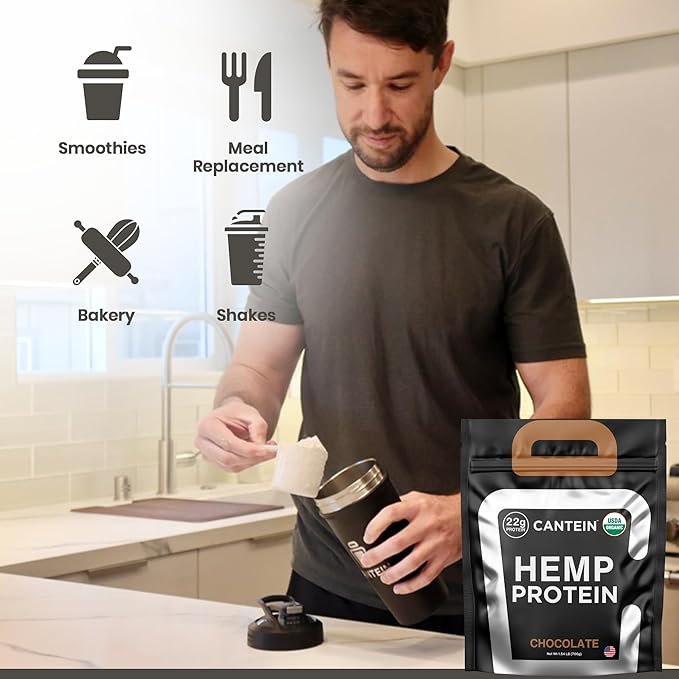 Organic Hemp Protein, Vegan Protein Powder, Clean Plant Based Protein Powder, Non Dairy Protein, Lactose Free Natural Protein, Gluten Free- 20 Servings, Chocolate