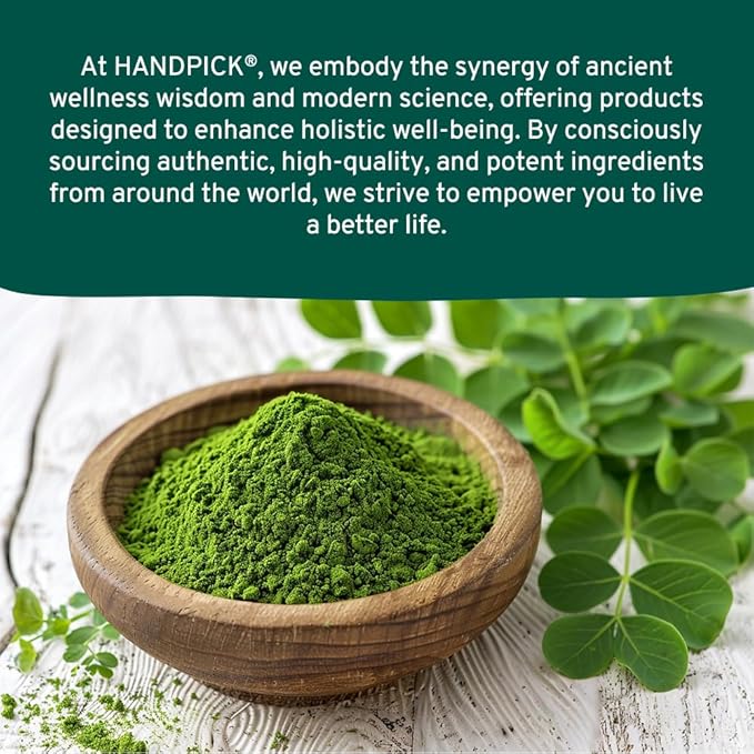 HANDPICK USDA Organic Moringa Powder (397g/14oz) Pure Moringa Oleifera Leaf Powder | Authentic Indian Origin | Gluten Free, Non-GMO | Perfect for Smoothies, Drinks, Tea & Recipes