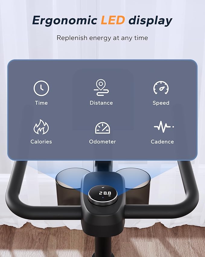 MERACH Exercise Bike, Brake Pad Stationary Bike with Exclusive App, Low Noise Indoor Cycling Bike with 300lbs Weight Capacity, Tablet Mount and Fitness Courses for Weight Loss