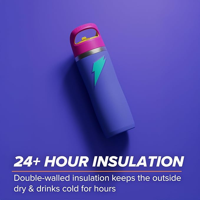 Gatorade 'Overtime' 22oz Stainless Steel Water Bottle, Straw Cap, Purple/Pink