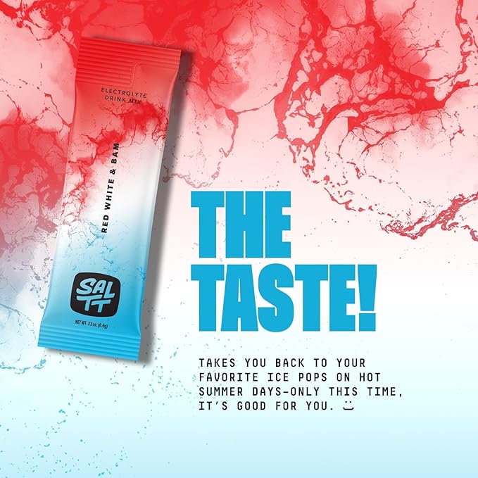 Keto Chow SALTT Electrolytes Powder Packets, Red White & Bam (30 Hydration Packets) - Magnesium, Potassium, Sodium, Trace Minerals - Vegan, Sugar Free, Gluten Free - Travel Essentials - Made in USA