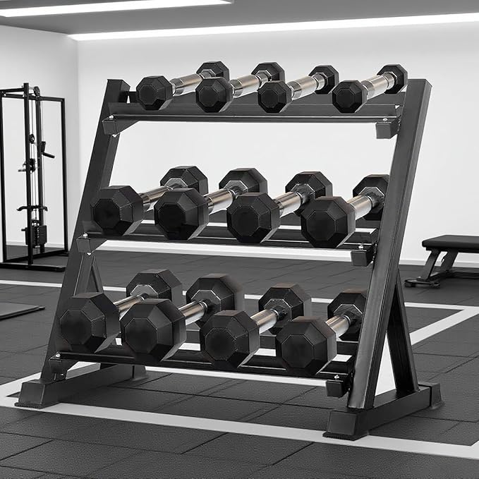 350/450/550 lbs Hex Weight Dumbbell Sets with Rack 5-50 lbs Hand Weights for Strength Training for Home Gyms Men Women Rubber Iron Rubber Coated Exercise & Fitness Muscle