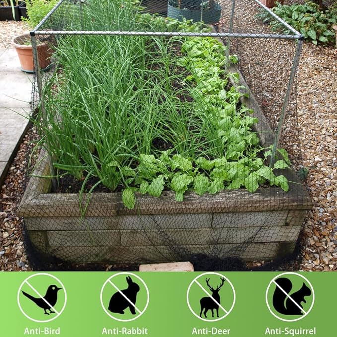 Bird Netting 7.5x65 Ft, 1/2In Mesh Heavy Duty Garden Netting Pest Barrier for Plants, Fruit Trees, Vegetables, Extra Strong Woven Mesh Netting, Animal Fencing Against Birds, Deer, Poultry