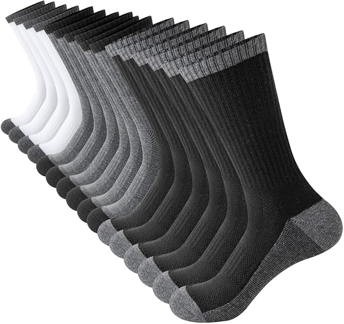 JOYNÉE 8 Pairs Mens Breathable Athletic Crew Socks Arch Support Cushioned Socks for Hiking Sports Running,Sock Size:10-13