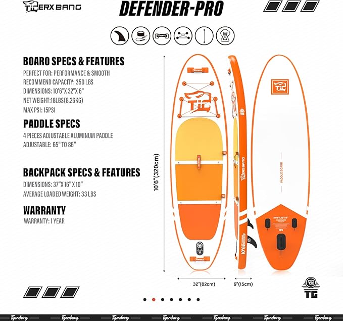 Inflatable Paddle Board with Premium SUP Board Accessories, Allround Paddle Boards for Adults/Kids,Stand Up Paddle Board Defender Collection
