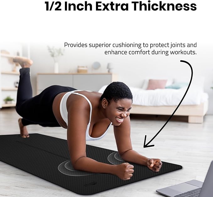 Extra Wide Yoga Mat for Men Women (72"L x 36"W) Non Slip Fitness & Exercise Mat with Alignment Marks for Yoga, Pilates, Floor Workouts