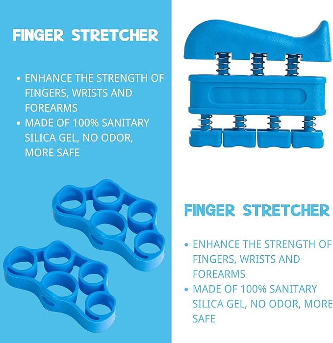 Hand Grip Strengthener Workout Kit (8 Pack) Forearm Grip Adjustable Resistance Hand Gripper, Finger Stretcher, Finger Exerciser, Grip Ring，Gyro Ball
