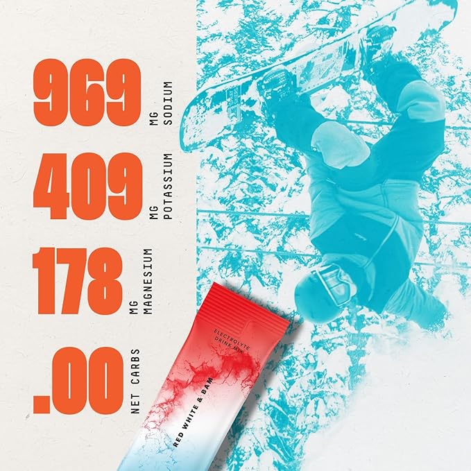 Keto Chow SALTT Electrolytes Powder Packets, Red White & Bam (30 Hydration Packets) - Magnesium, Potassium, Sodium, Trace Minerals - Vegan, Sugar Free, Gluten Free - Travel Essentials - Made in USA