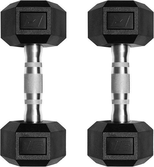 RitFit 5-650 LBS PVC Encased Hex Dumbbell Sets with Optional Rack for Home Gym, Hand weight with Chrome Handle for Strength Training, Workouts