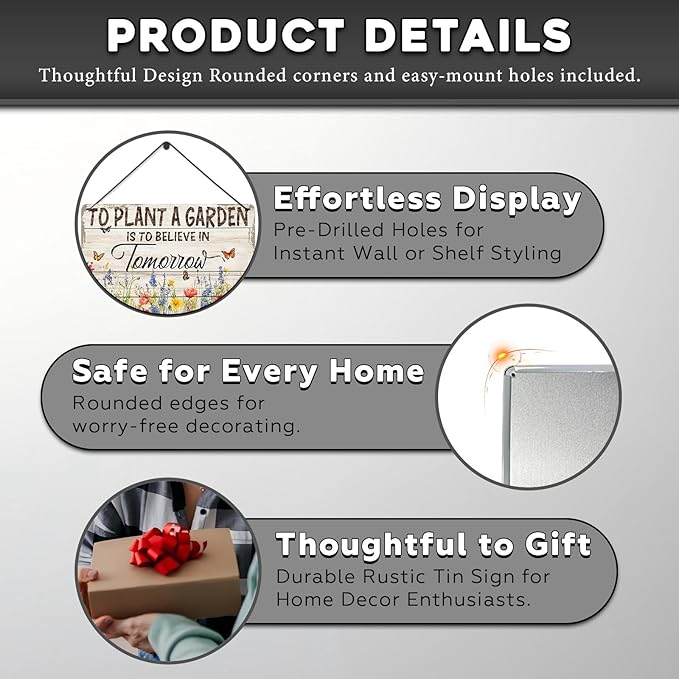 Gardening Vintage Metal Sign Plaque To Plant A Garden is To Believe Tomorrow Sign for Home Greenhouse Living Room Bedroom Outdoor Decor 12 * 16inch