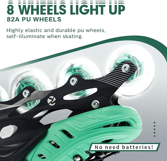 Inline Skates for Kids and Adult, Adjustable Fun Illuminating Skates for Girls, Boys, Women and Men Outdoor and Indoor, Beginner