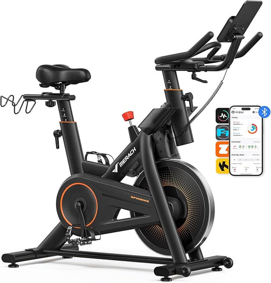 MERACH Magnetic Exercise Bike, Indoor Cycling Bike with Self-Developed App, 350 lbs Weight Capacity & 40 lbs Flywheel, Stationary Bike for Home Gym Fitness