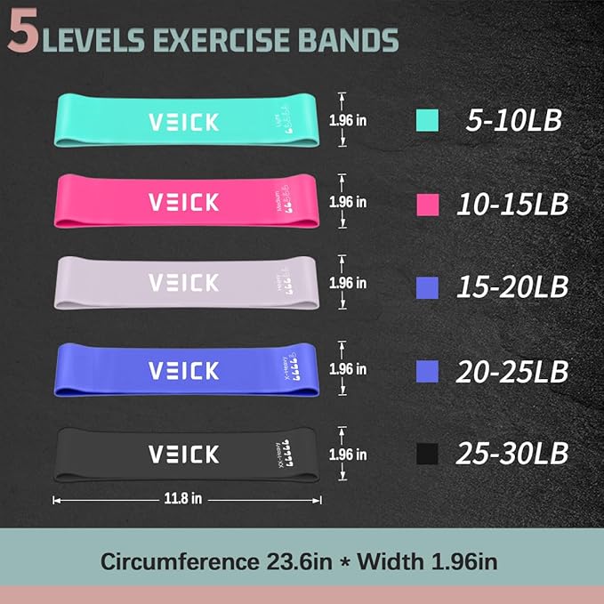 VEICK Resistance Bands, Exercise Bands for Working Out with Handles, Elastic Workout Bands for Men Women, Exercising Bands for Strength Training Equipment at Home Gym