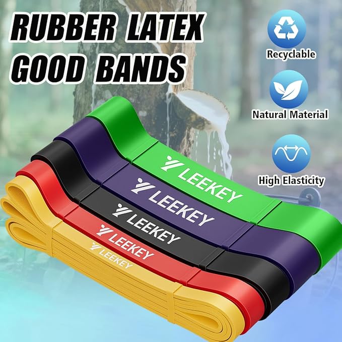 LEEKEY Resistance Bands Set for Pull-Up Assistance & Full-Body Training, Multi-Level Exercise Bands with Bag for Home Workouts, Physical Therapy, Strength Training (Men/Women)