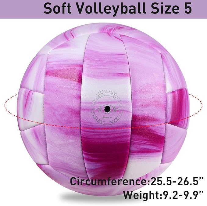 EVZOM Super Soft Volleyball Beach Volleyball Official Size 5 for Outdoor/Indoor/Pool/Gym/Training Premium Volleyballs Equipment Durability Stability Sports Ball
