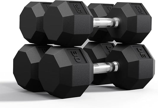 Rubber Coated Hex Dumbbell Weight Set, Multiple Sizes Exercise & Fitness Dumbbells,100LB Set,110LB Set,200LB,350LB,450LB,550LB, 35-50Lbs Pairs for Muscle Toning, Strength Building & Full Body Workout