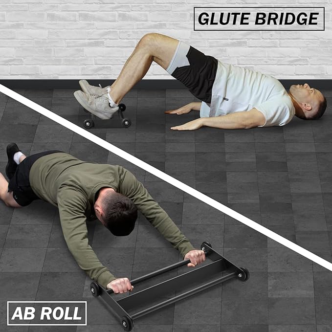 GMWD Glute Ham Glider, Commercial Glute Hamstring Roller with Smooth Wheels, Multi-Function Exercise Wheels, Home Gym Full Body Workout AB Training