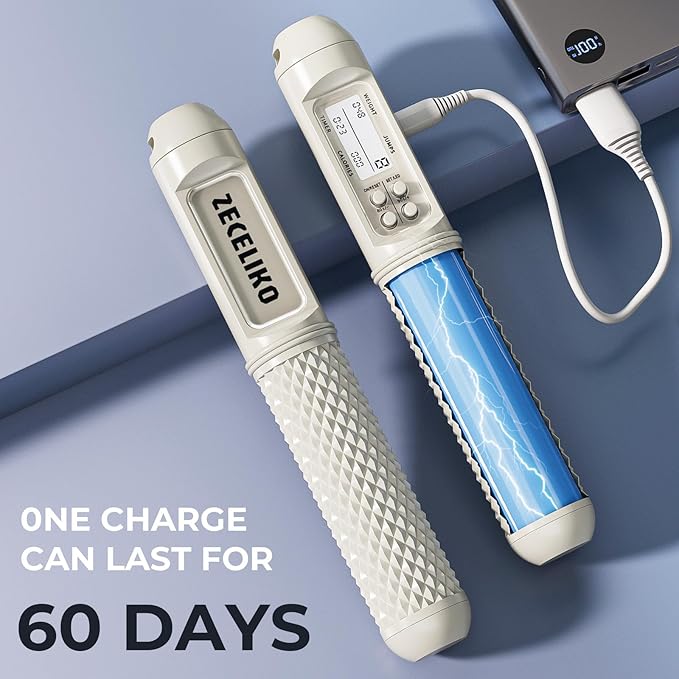 Smart Jump Rope with LED Display and Jump Counter, Weighted Cordless Design for Home Gym & HIIT, Adjustable Steel Wire for Fitness, Tracks Jumps, Calories & Time, for Men, Women & Kids